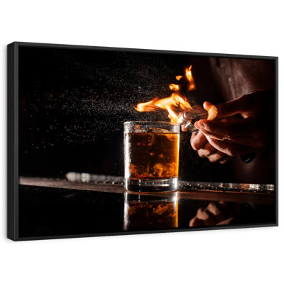 " Flaming Whiskey Glass Canvas Print "