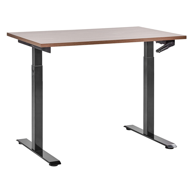 Nateasha Adjustable Metal Base Standing Desk, 119cm H x 120cm W x 72cm D, Brown, Black