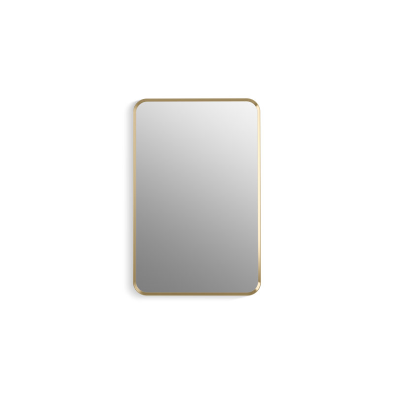 Verdera Surface Mount or Recessed Rectangular Framed Medicine Cabinet, 34" H x 22" W x 4.18" D, Brushed Gold