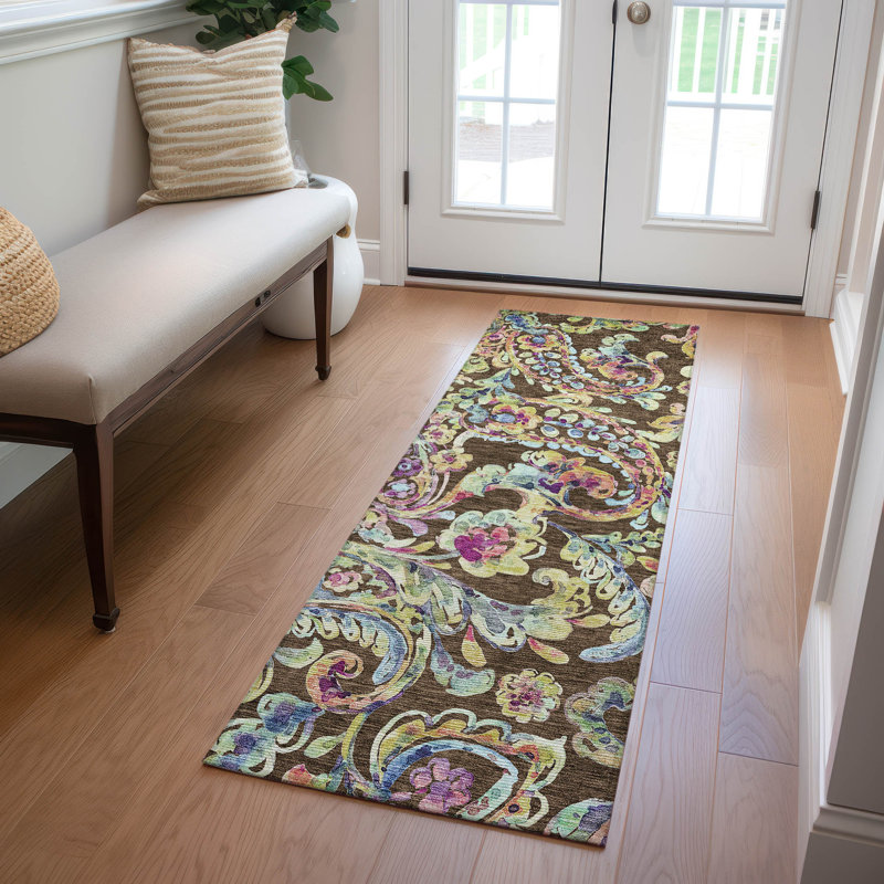 Seoras Washable Paisley Indoor / Outdoor Rug, Runner 2'3" x 7'6"