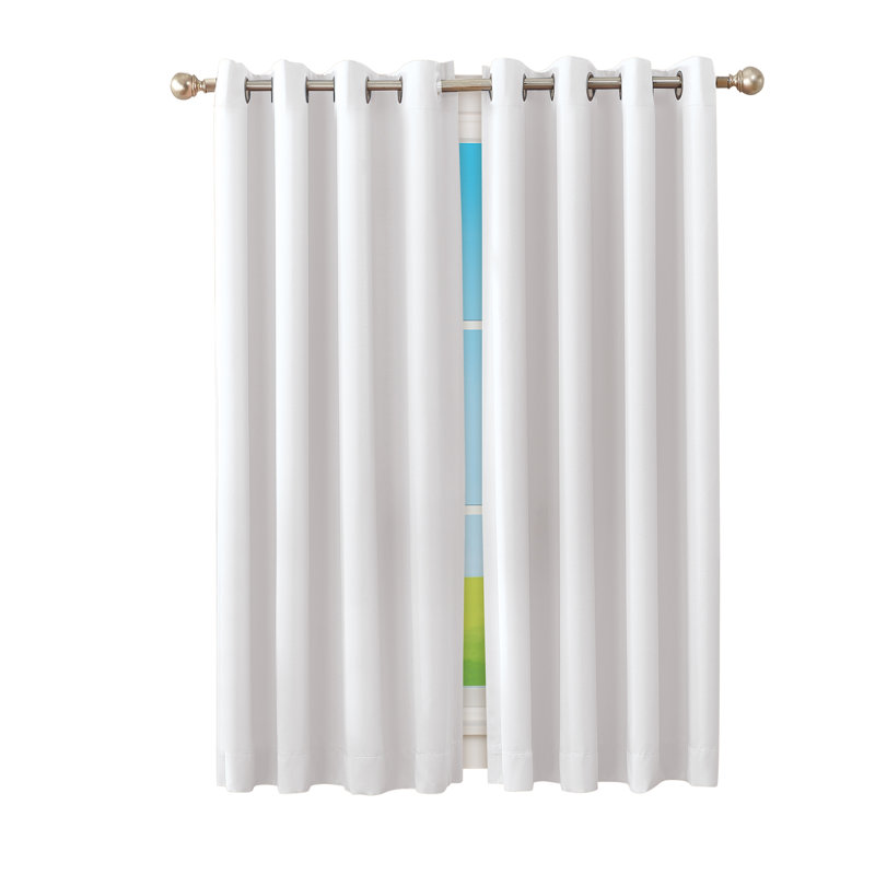 Paire de rideaux obscurcissant en polyester Karatasi, Blanc, Largeur (54 po) x longueur (63 po)