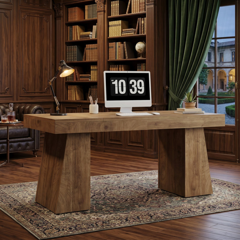 Bureau double caisson Wolbach, Marron clair