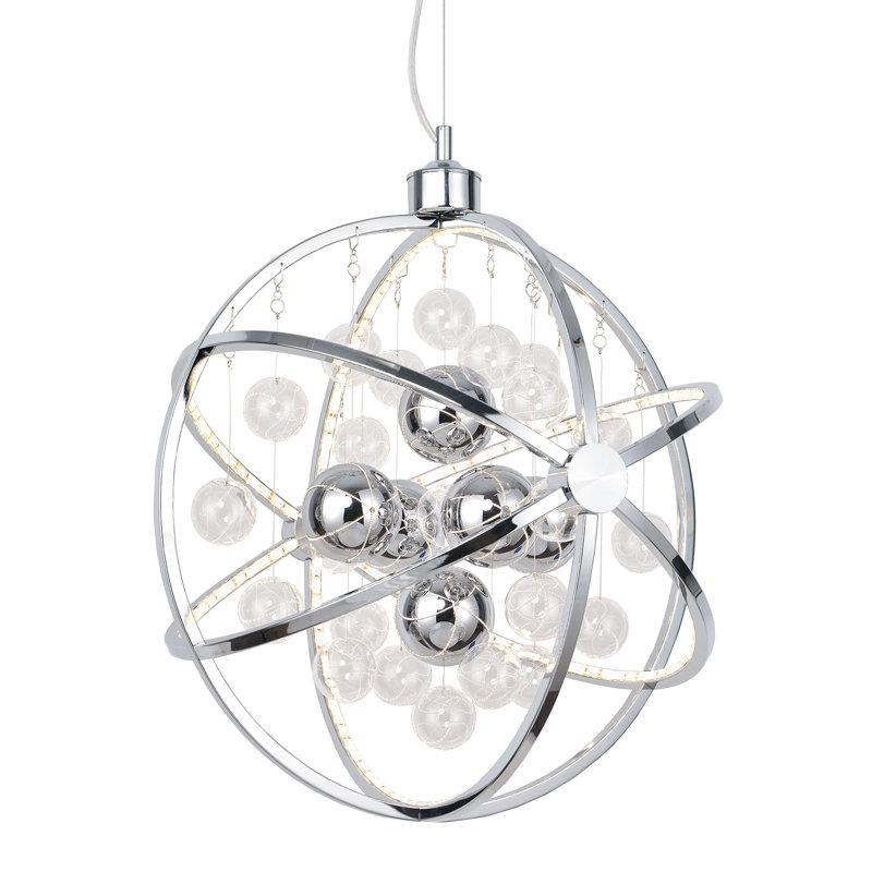 Paignt 1 - Light LED Sphere Pendant, Chrome