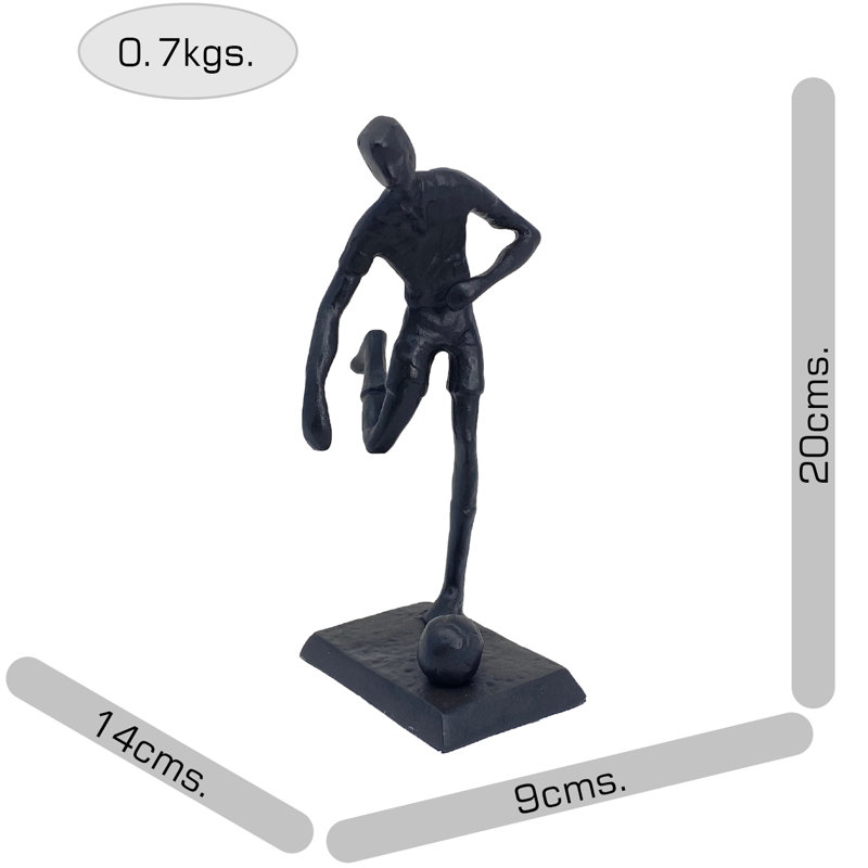 FOOTBALLER Iron Figurine 20cm, Mocha