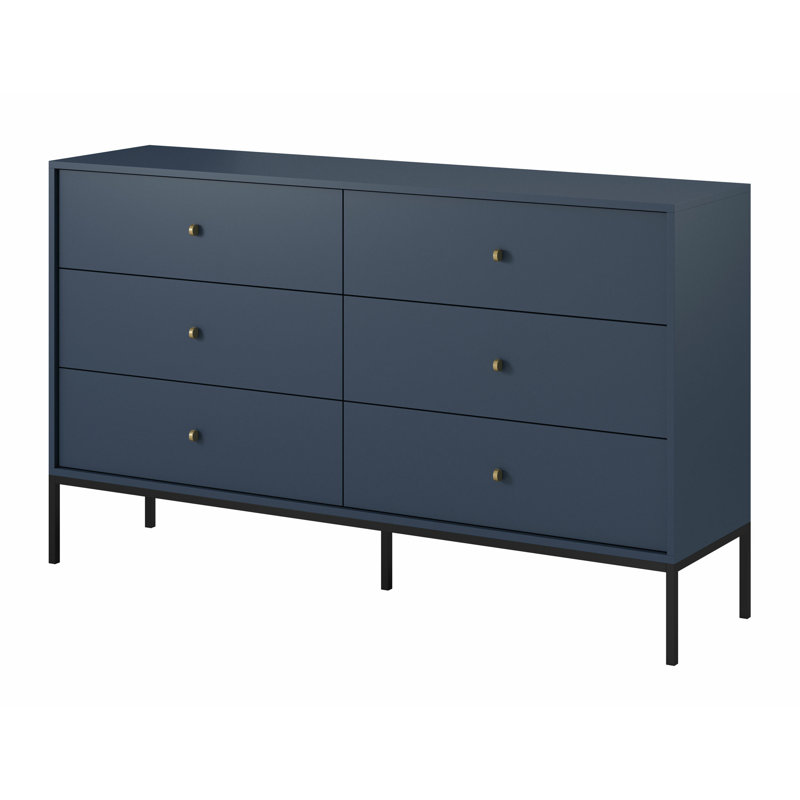 Axentie 154cm W 6 - Drawer Chest of Drawers, Navy Blue