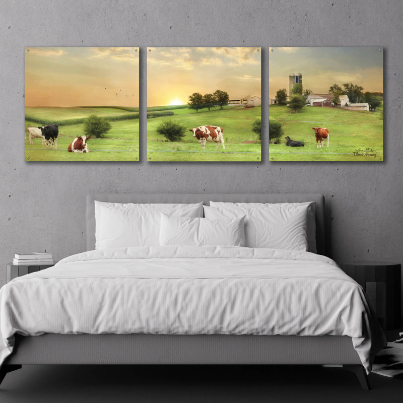 «Blessed Morning» par Lori Deiter, art mural en verre acrylique, ensemble de 3 pièces, H 36 po x l 108 po