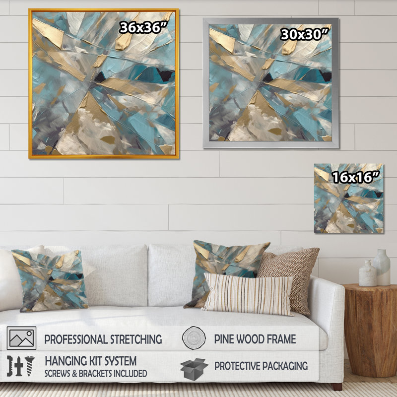 «Niesha Blue Gold», H 16 po x l 16 po x P 1 po, Toile tendue