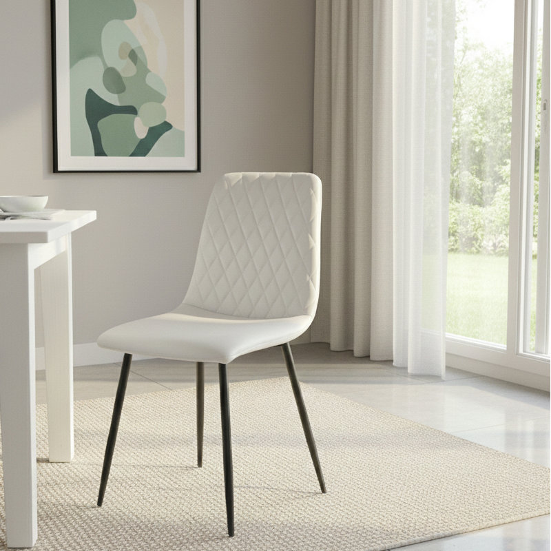 Volta 48cm H Polyester Blend Upholstered Metal Full Back Side Chair in Grey, Light Grey