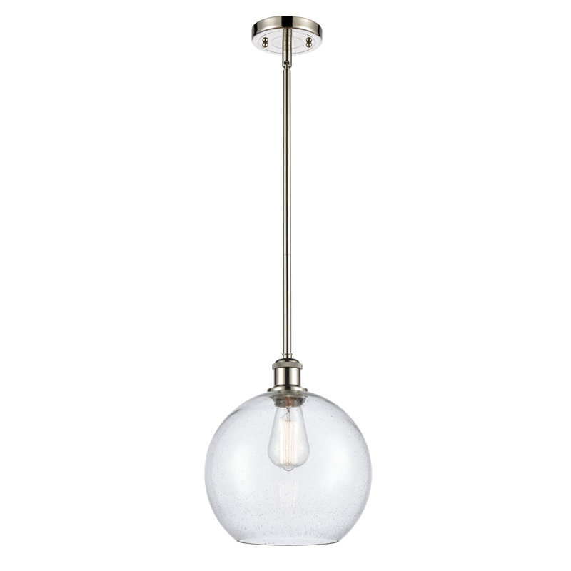 Luminaire suspendu sphère 1 lumière Baran, Grainé, Ampoule non incluse, Nickel poli