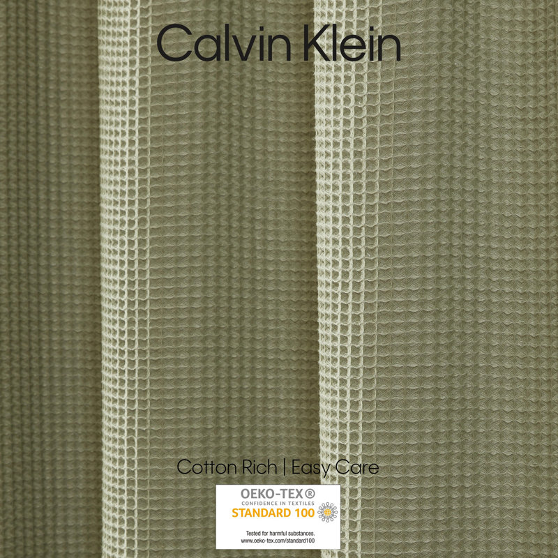 Essence Calvin Klein Waffle Solid Shower Curtain, Green