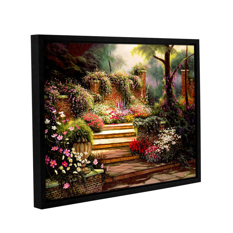Garden Steps Gallery - reproduction d'art sur toile, H 14 po x l 18 po x P 2 po, Cadre flottant