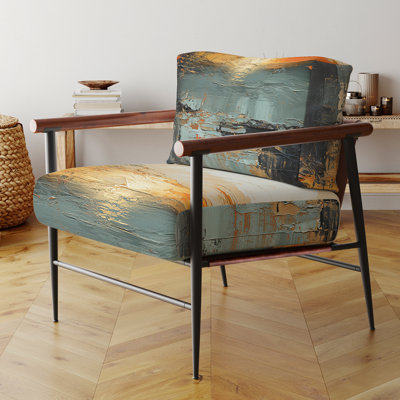 Fauteuil d'appoint en velours Modern Coastal Mystic Sunrise I