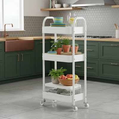 3-Tier Narrow Rolling Storage Cart, Slim Design, With Wheels + Lockable Casters, Suitable For Laundry Room Kitchen Narrow Spaces by 17 Stories