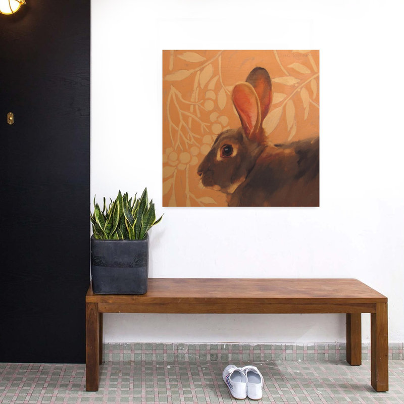 The Hare Contemporary Rabbit Forest Art, 32" H x 32" W