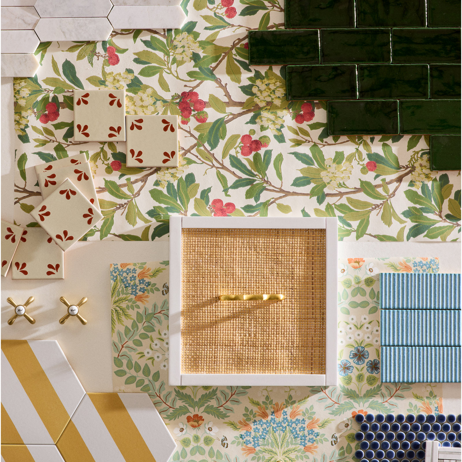 Anthology Strawberry Tree Floral Wallpaper, Scarlet/Ivory