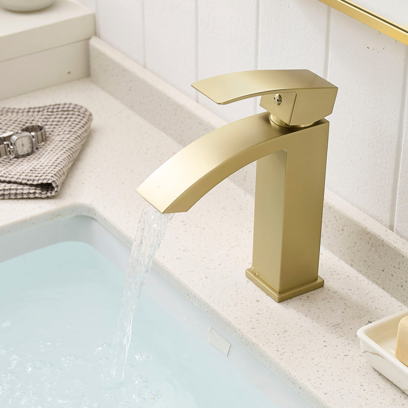 Robinet de salle de bain brossé or - Type de cartouche, robinet de plomberie en alliage d'aluminium contemporain
