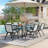 71-Inch  Table with Umbrella Hole - Aluminum Patio Table in Gray for Restaurant. Backyard or Poolside Use