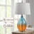 Set Of 2 Modern Table Lamps With Ombre Crackled Glass Base, Tapered Drum Shade, And Rotary On/Off Switch, Perfect For Bedside Or Study Lighting