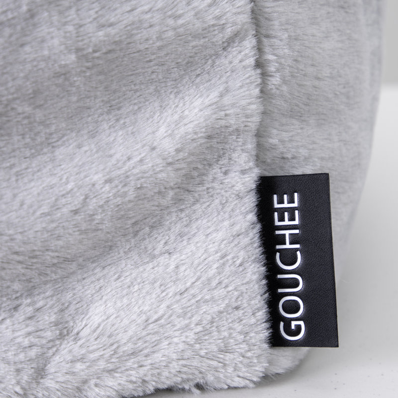 Pouf carré en fausse fourrure de lapin Pielle - gris, Gris