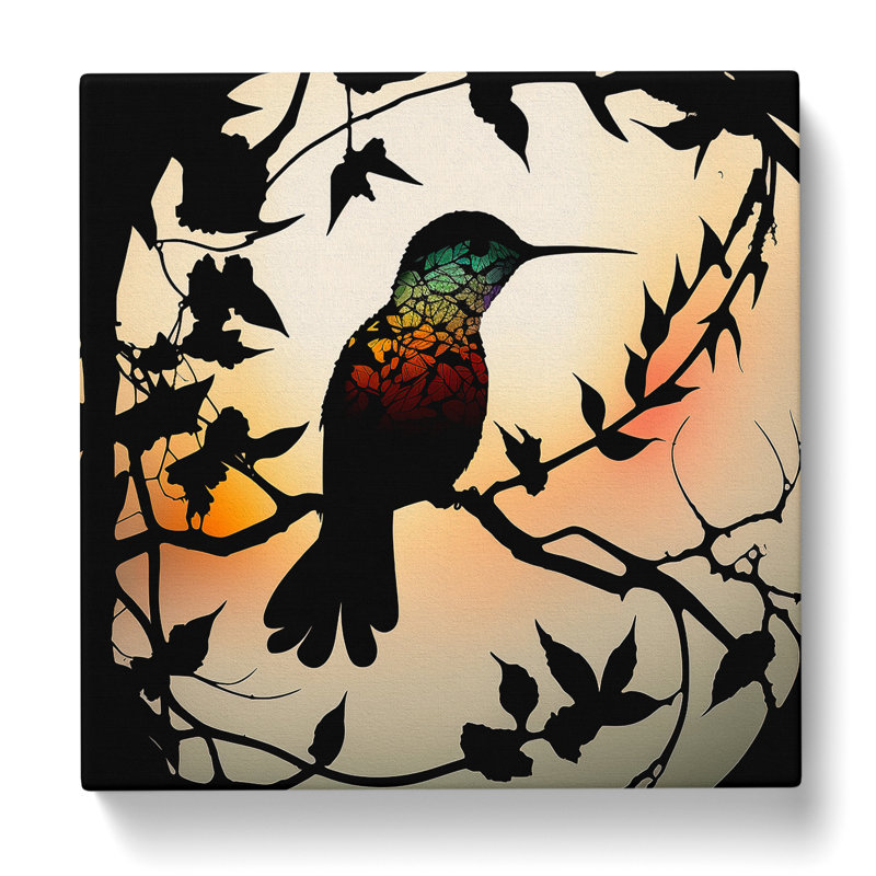 Hummingbird Silhouette - Wrapped Canvas, 35cm H x 35cm W x 3cm D
