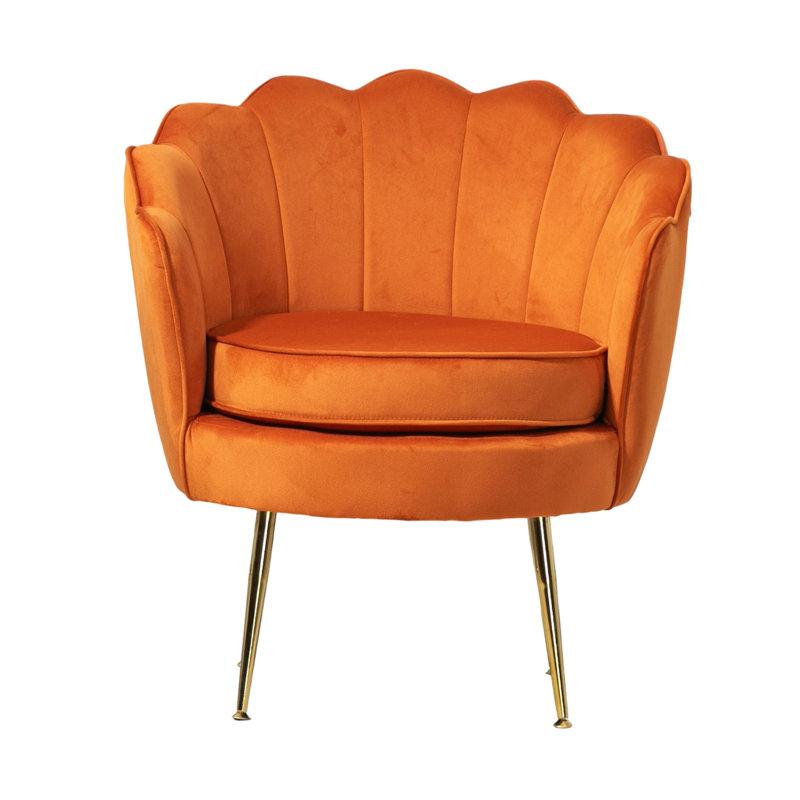 Elanora Velvet Barrel Chair, Orange Velvet