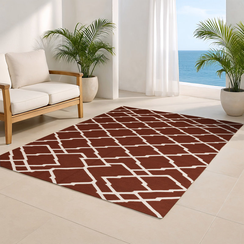 Tapis brun intérieur et extérieur Trellis, Rectangle 5 pi x 7 pi
