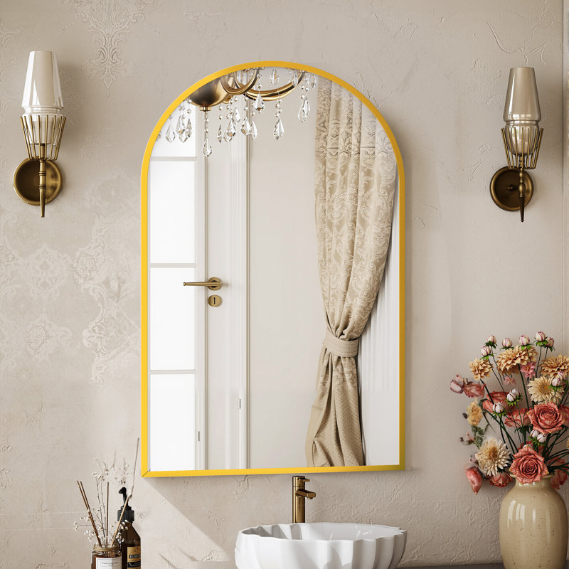 Dochas Aluminum Arch Mirror, Gold, 30" x 22"