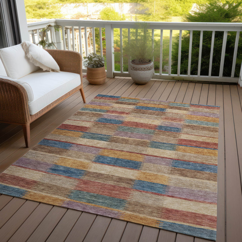 Solvia Beige Washable Indoor-Outdoor Rug - LOOMLAN, 5' x 7'6"