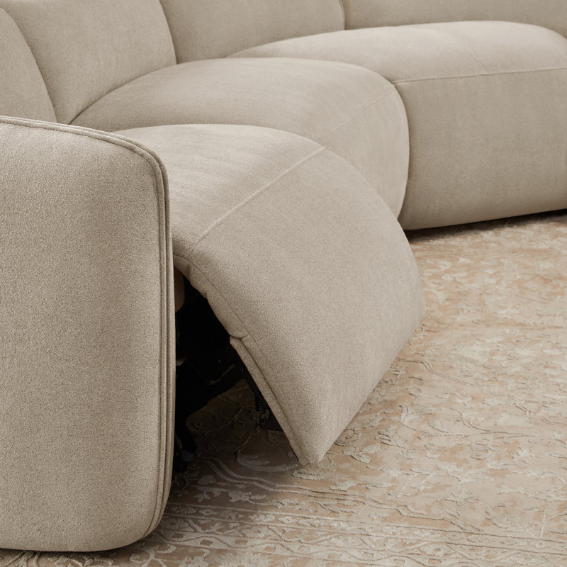Canapé modulaire inclinable rembourré Bayne, Chenille élite sable