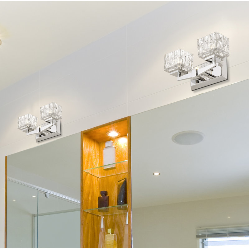 Éclairage pour salle de bain 2 lumières Bechard, Nickel brossé, Non