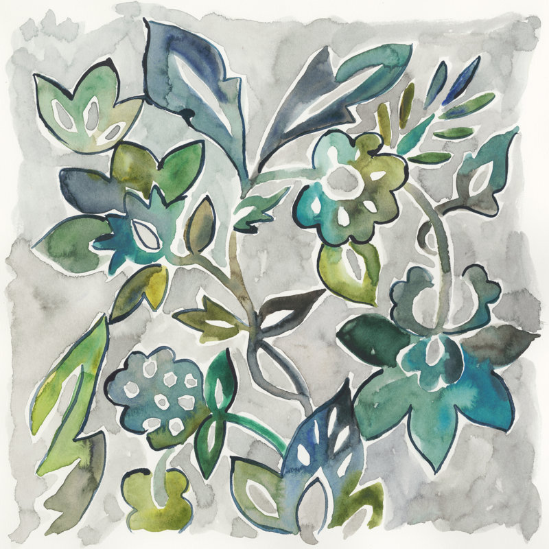 «Sapphire Vine I» par Chariklia Zarris - reproduction d'art sur toile, H 12 po x l 12 po