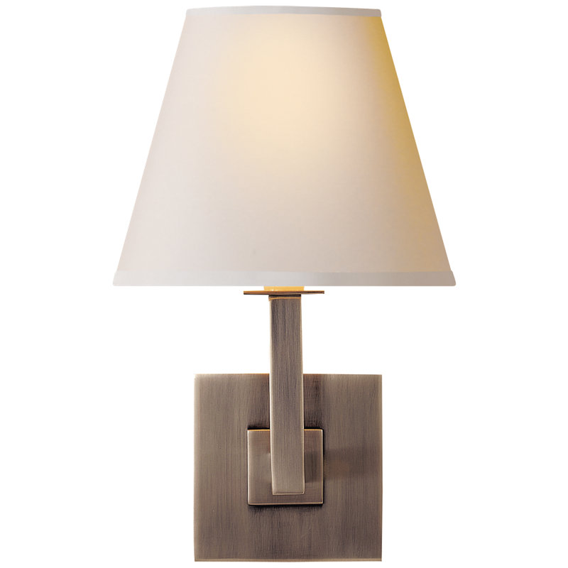 Architectural 1 - Light Armed Sconce, Hand-Rubbed Antique Brass, Fabric