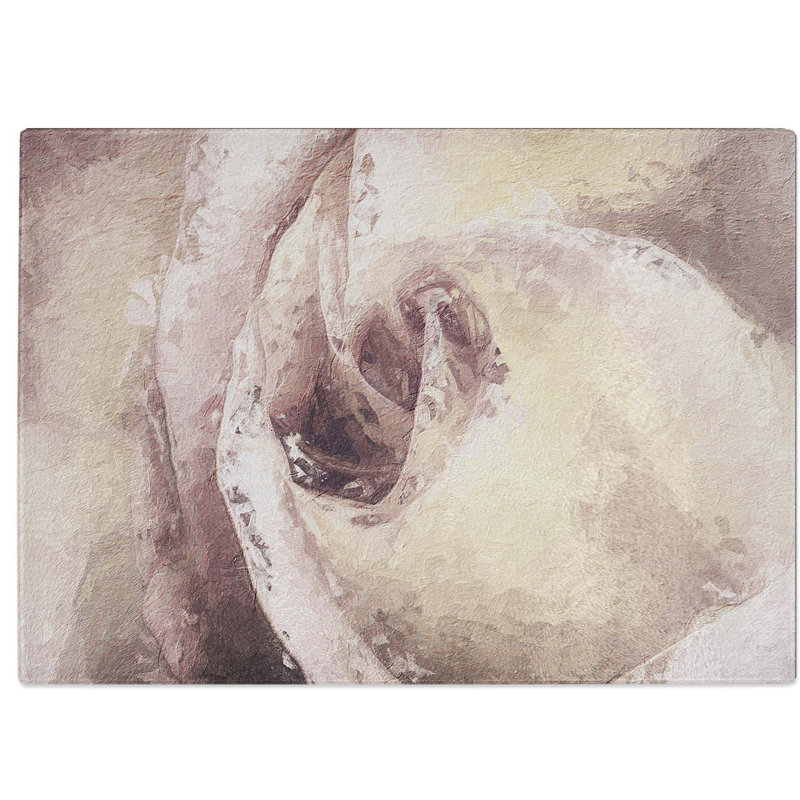 Tempered Glass Pale Rose Art Chopping Board, 39 cm W x 28.5 cm L