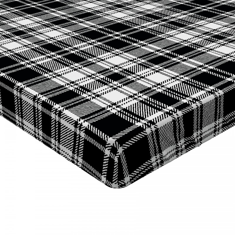 Microfiber Plaid Fitted Sheet, Queen Fitted Sheet, Black Plaid