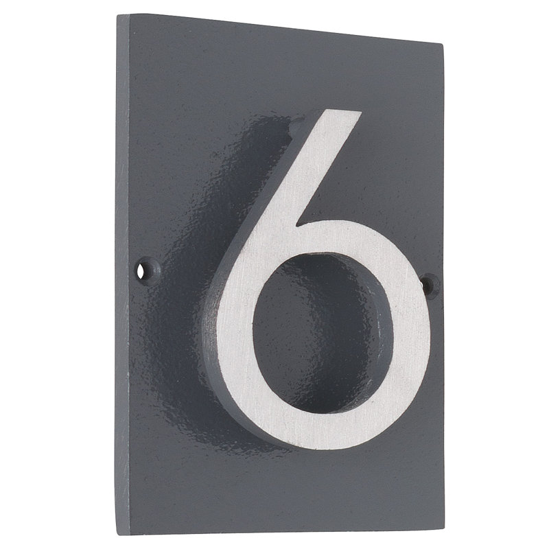 Plaque d’adresse murale sur 1 ligne flottante, Gris, Nickel satiné deux tons, Oui