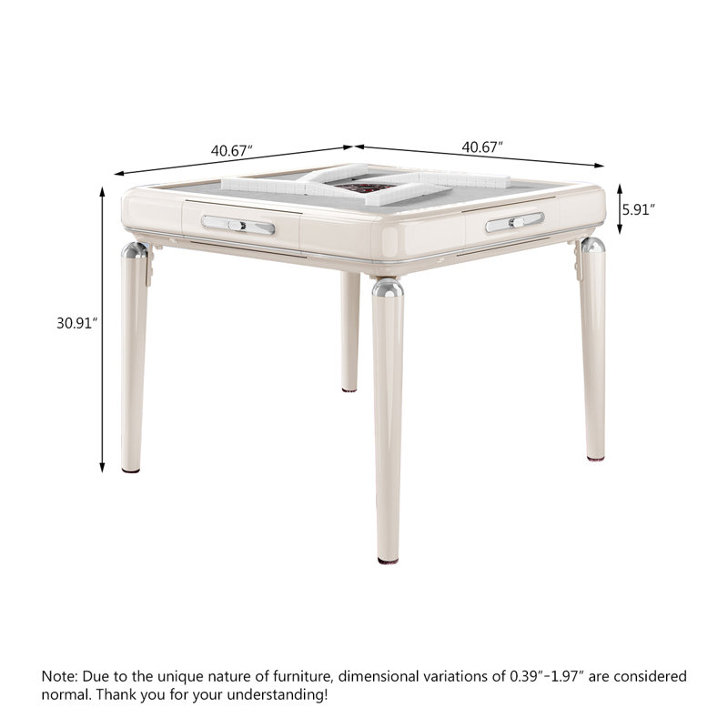 Modern Light Luxury Cream ABS Low-Noise Fully Automatic Mahjong & Dining Table for Chinese Rules, Cream