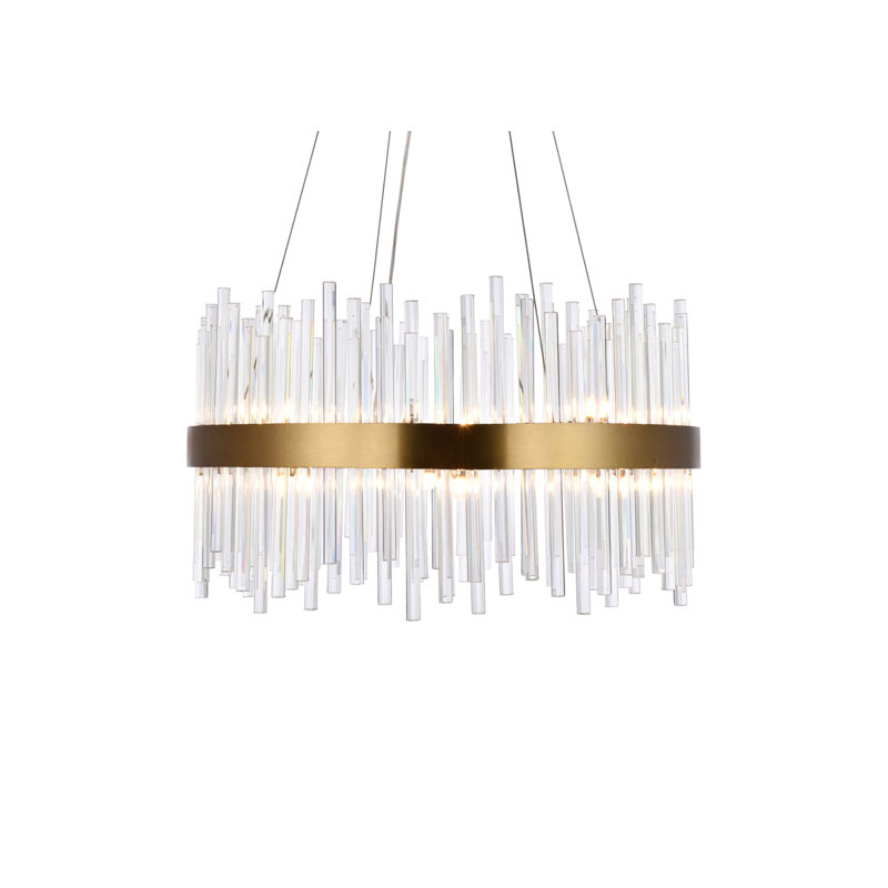 Lustre tambour unique Dalton, Doré, H 14 po x l 25 po x P 25 po, 16 lumières