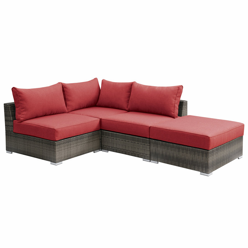 Canapé modulaire 4 pièces Chizara, Rouge