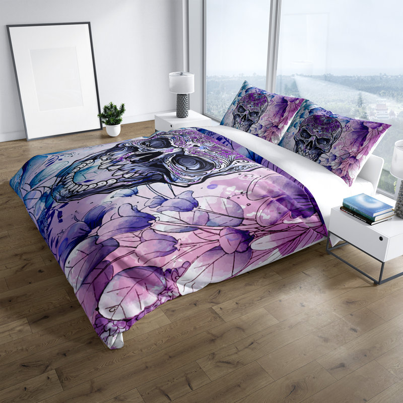 Ensemble de housse de couette Skull, Housse de couette très grand et 2 taies