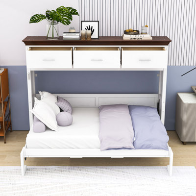 Lit escamotable simple avec 3 tiroirs et lattes