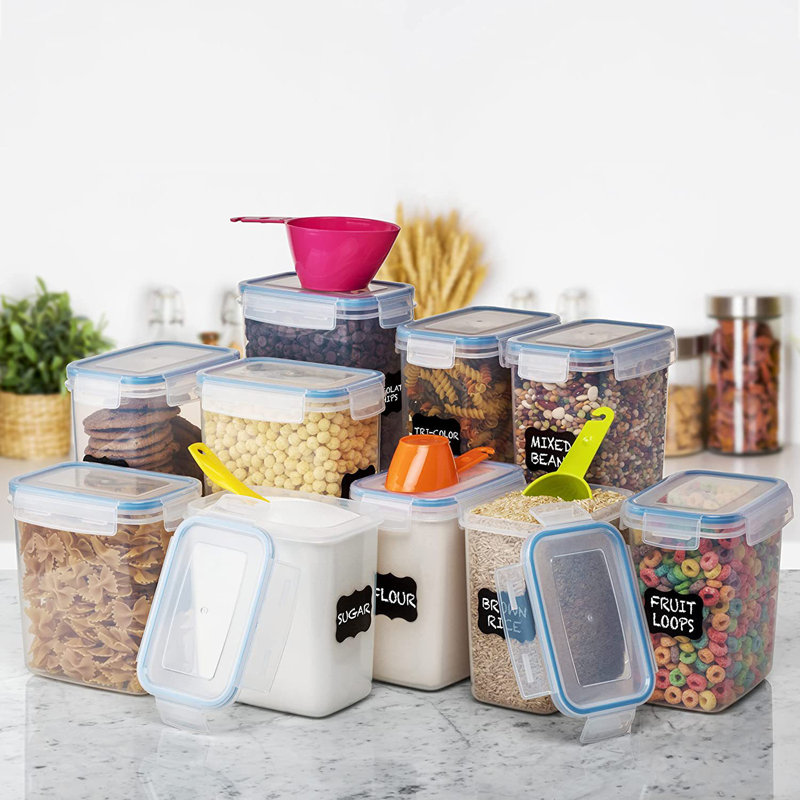 Contenants de rangement pour aliments empilables et étanches de Daleah, Transparent/bleu
