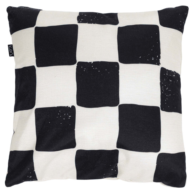 Indoor / Outdoor Square Cushion, White/Black Checkered