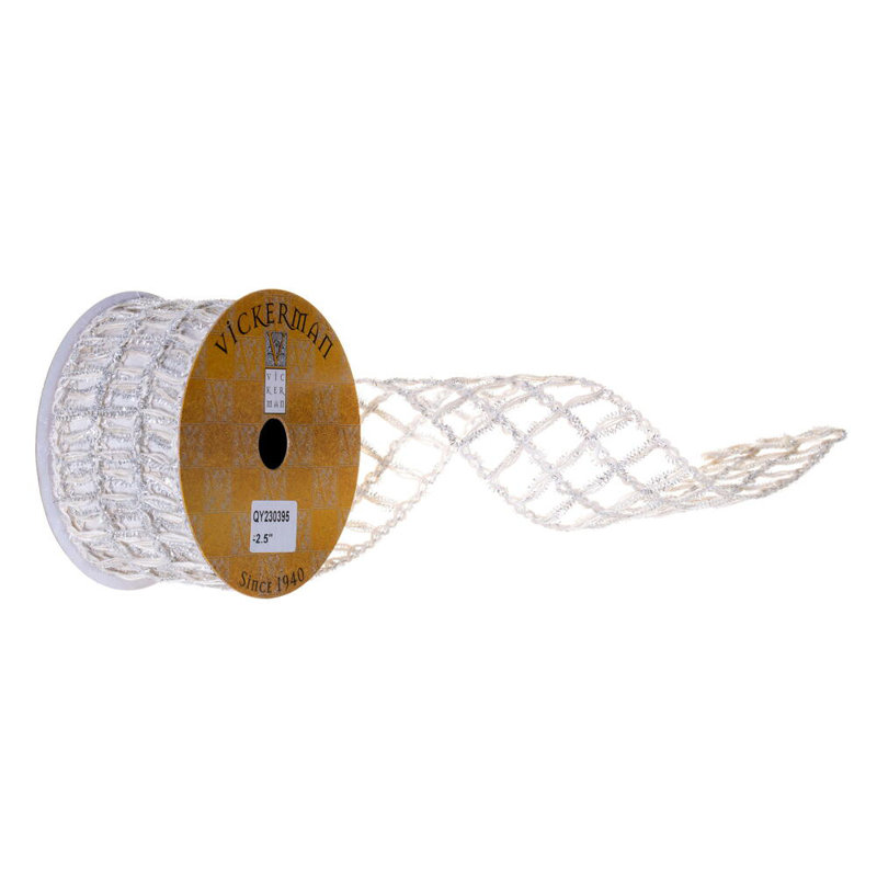 10 fils de jute et de ruban de guirlande câblé., H 0,1 po x l 360 po x P 2,5 po, Blanc