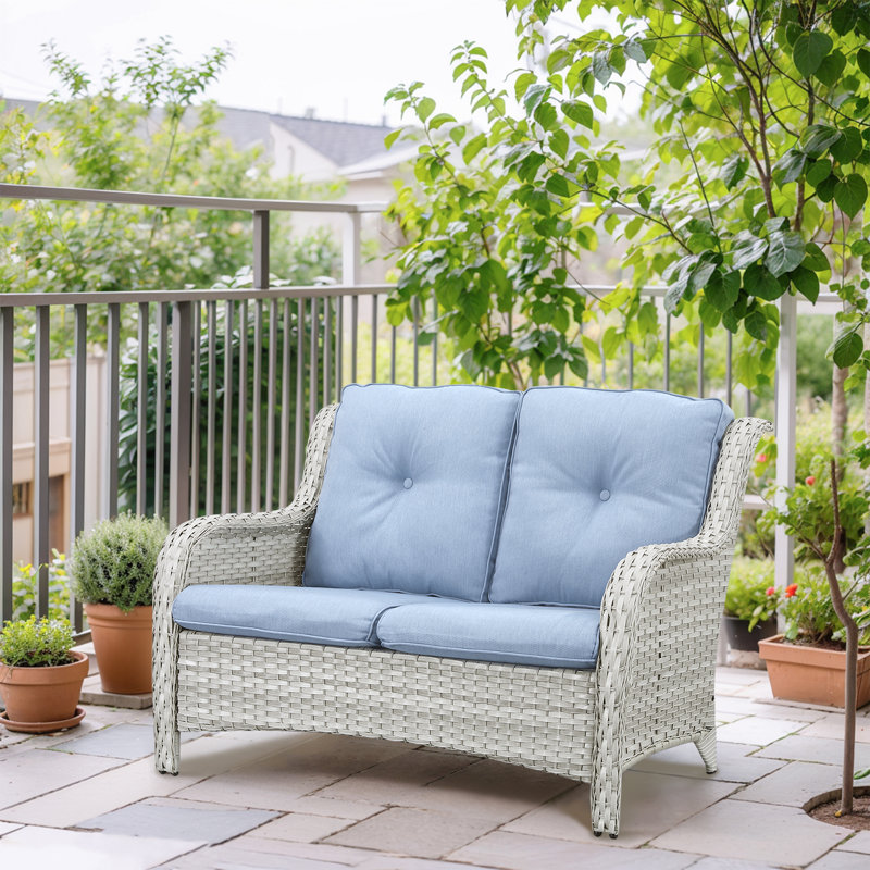 Bonia 51.18'' Wide Straight Patio Sofa with Cushions, Baby Blue