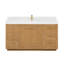 Meuble-lavabo simple 60 po en bois de sapin brun avec plateau en pierre composite Peryman-769382797