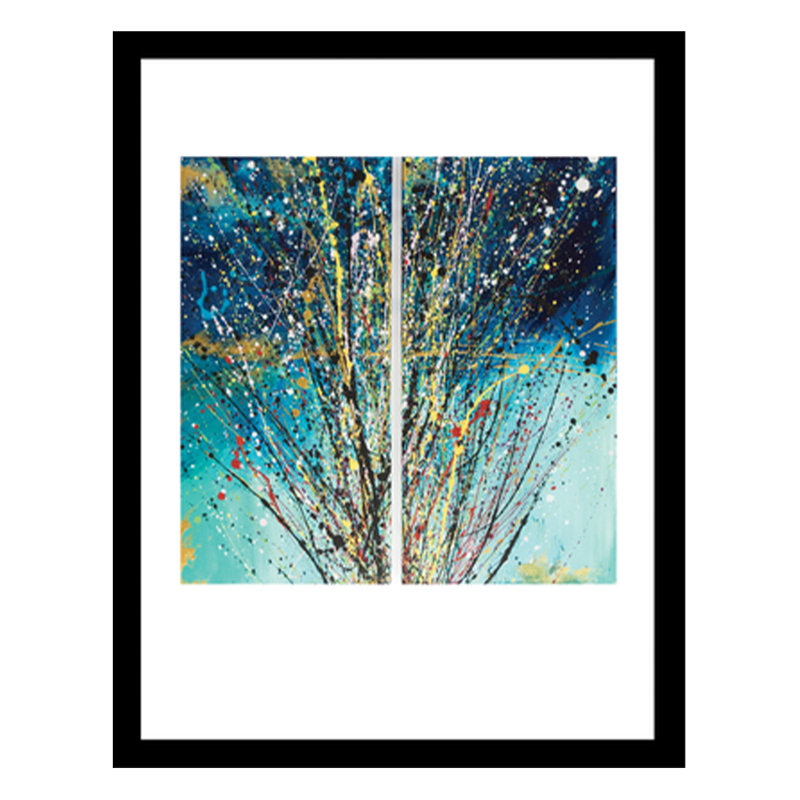 Wahl Split Splatter Design - Bleu / jaune - - reproduction encadrée 14 x 18, L 14 po x P 1 po x H 18 po