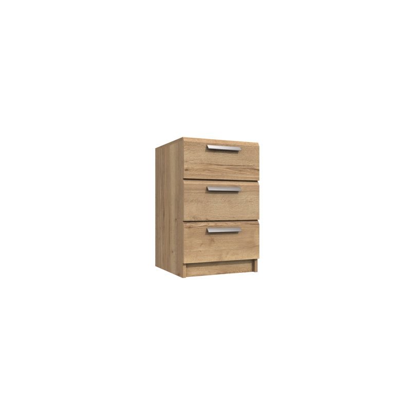 Harvey-Lee 38cm W Manufactured Wood Bedside Table, Natural Rustic Oak