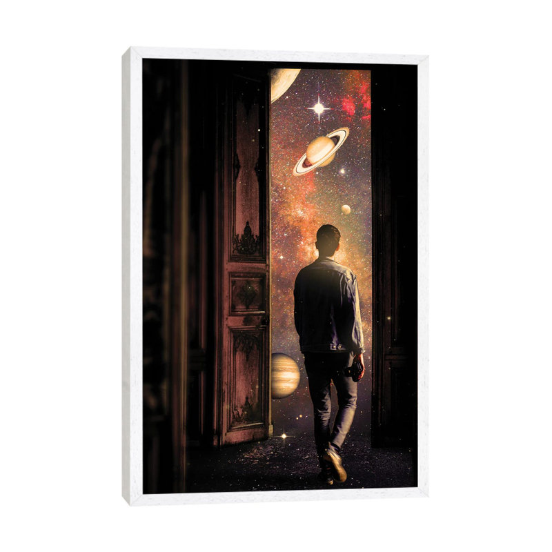 Curious by Nicebleed - Print on Canvas, White Framed, 66.04cm H x 45.72cm W x 3.81cm D