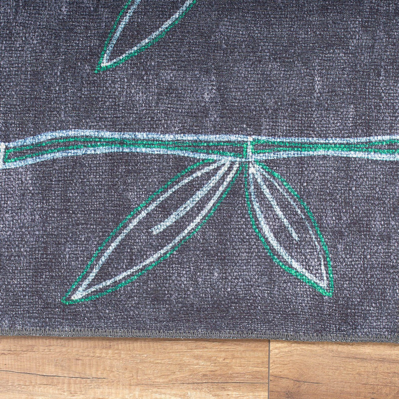 Tapis lavable en machine Premium, 4,6 x 6,2 pieds, 100% polyester, 1850 g / m² | Hauteur des poils: 0,2 po | Poly-coton écologique recyclé | Parfait pour le salon, la chambre à coucher et les endroits très passants