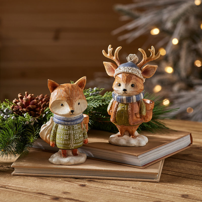 Figurines de cerf et de renard (ensemble de 4)
